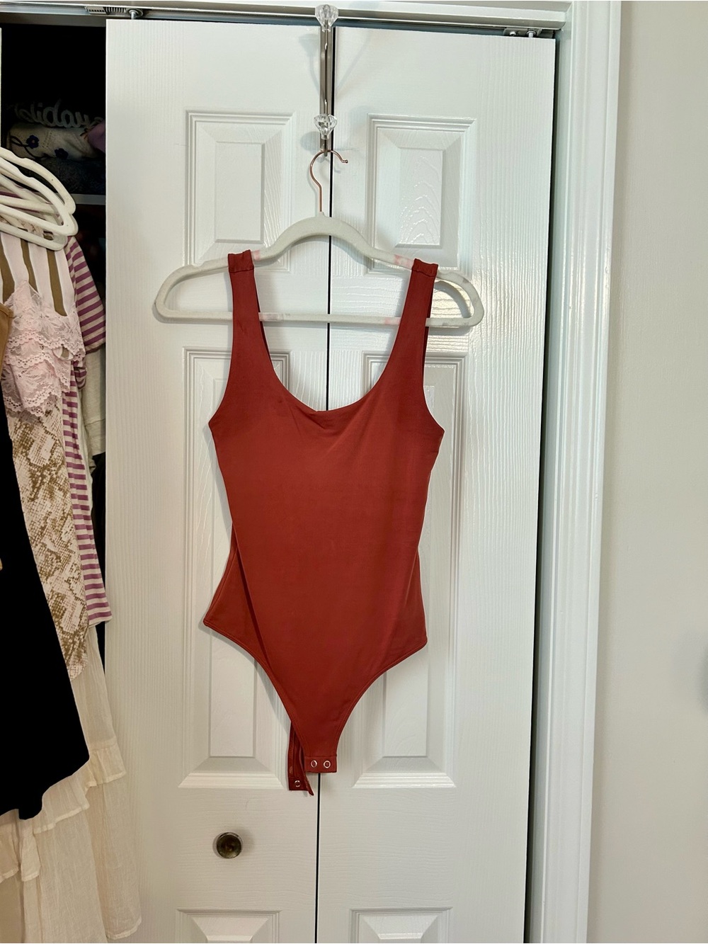 Express Rust Red One-Piece Thong Bodysuit